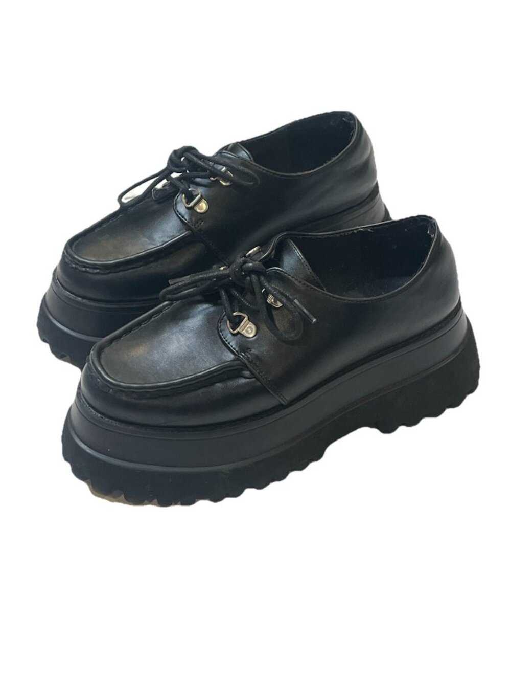 ASOS Design Chunky Platform Oxford Shoes Black Lace Up Lug Sole Sz US 6 EU 37